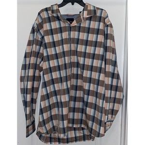 Tommy Bahama plaid mens button down long sleeve shirt 2XL gingham pink grey